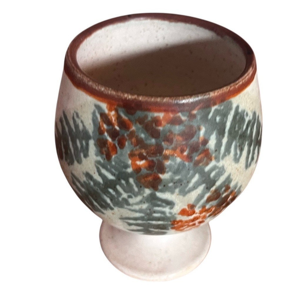 Art Studio Pottery Pine Cone Goblet Footed Bowl MCM